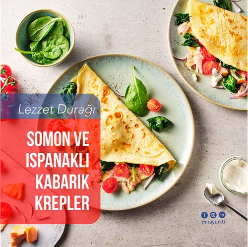 Somon ve ıspanaklı kabarık krep Tarifi